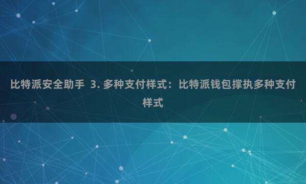 比特派安全助手  3. 多种支付样式：比特派钱包撑执多种支付样式